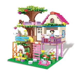 ของเล่นเด็กบล็อกอาคารป่าต้นไม้บ้านสาวเมืองในฝัน