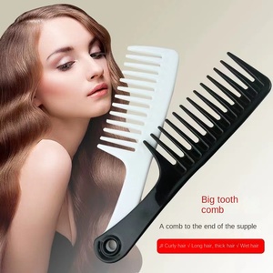 Peigne à dents larges Brosse Cheveux Afro Peigne à dents larges <span class=keywords><strong>V</strong></span> Peigne à manche plat épaissi Grande fleur bouclée - Product Image 1