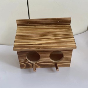 Nido de Pájaros de Madera Maciza con Doble Orificio 18x9.5x15cm, Montaje en Pared para Uso en Jardín Exterior - Product Image 2