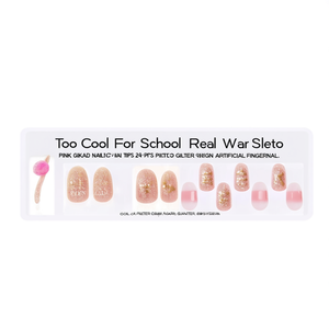 Too Cool For School - Puntas de Uñas Stiletto Realistas, 24 Piezas, Diseño con Brillantina Rosa Dorada, Uñas Artificiales - Product Image 2
