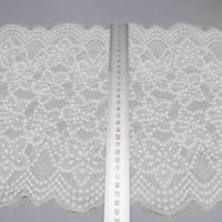 Galon élastique large de haute qualité en dentelle blanche, motif floral pour voiles, manches, cols, lingerie, robes de mariée