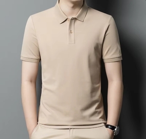 205GSM Soft Breathable Anti-Wrinkle Cotton Polo Shirt Straight Cut Design Casual Crop Length Silk Screen <strong>Printing</strong> Print Pattern - Product Image 2