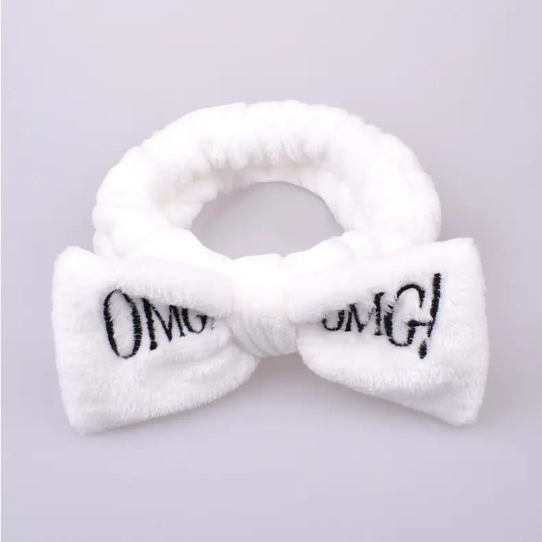 Ready sale letters OMG embroidered bow headband designer deep sleep headband makeup headband for girls