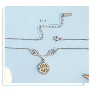 Moda 316L Acero inoxidable alce asta aromaterapia collar clavícula cadena 12mm hueco difusor <span class=keywords><strong>Mini</strong></span> Perfume colgante collar - Product Image 4