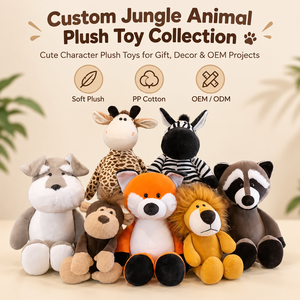 Juguetes de Peluche de Animales de la Selva Personalizados, León, Zorro, Mono, Mapache, Perro, 25cm 35cm, OEM ODM, Proveedor Mayorista de Regalos, Fabricante - Product Image 1