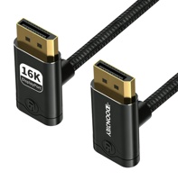 Câble 2.1 mâle vers gauche 16K tressé plaqué or haute vitesse compatible avec home cinéma, téléviseur, moniteur, ordinateur portable