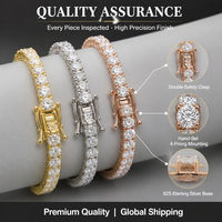 LEPAI Colliers de mode, Vente directe usine, Chaîne tennis en moissanite en argent sterling S925 de 3 mm, Bracelet hip-hop à rangée unique, Bijoux