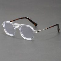 Nouvelles Lunettes Photochromiques Anti-Lumière Bleue Rétro à Monture Ronde pour Hommes, Double Pont, Tendance
