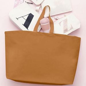 Natural <b>Extra</b> <b>Large</b> Eco-Friendly Canvas Shopping Tote Bags Custom <b>Printed</b> Logo Letter Pattern Orange Customized Designs Handled - Product Image 4