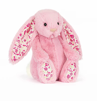 Nouvel Arrivage Peluche Lapin Rose Timide à Imprimé Floral et Longues Oreilles, Compagnon de Sommeil pour Bébé, Cadeau de Pâques
