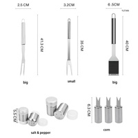 Ensemble d'outils de barbecue en acier inoxydable 18 pièces avec nettoyeur de grille, spatule, fourchette, brosse à huile - Durable, portable, pour le camping en plein air