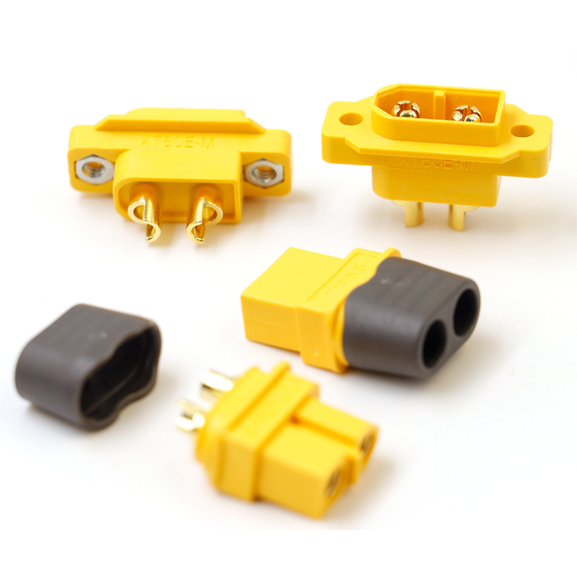 Customized Amass Yellow XT60E-M Panel Mount Connector XT60 Male Male Wire XT60E Plug Adapter for RC Models