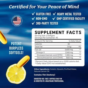 כמוסות ג'ל רכות של שמן דגים אומגה <span class=keywords><strong>3</strong></span> טבעוניות, תוסף שמן דגים EPA DHA למוח, מפרקים, עיניים ולב - Product Image 6