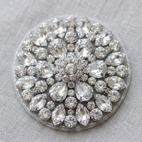 Décoration florale 3D à coudre avec strass, applique de fleur en cristal à 9 facettes pour robe de mariée et robe de bal