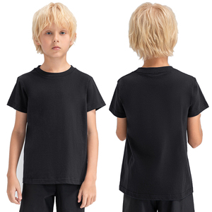 เสื้อยืดผ้าฝ้ายแขนสั้นของเด็กเสื้อยืดเด็กผู้ชายเสื้อ100% พิมพ์โลโก้แบบเรียบ - Product Image 4