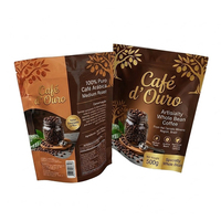Sachet d'emballage personnalisé mat imprimé avec valve de dégazage, refermable à fermeture éclair, en aluminium et Mylar, pour 500g de café en poudre
