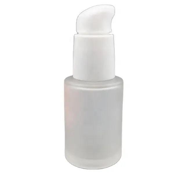 30ml skin cream serum packaging frosted pump makeup cosmetic glass bottle 1oz with white pump cap packing for face care