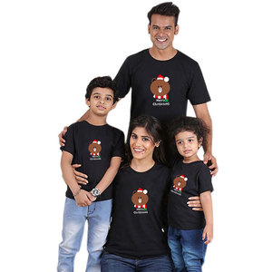 De dibujos animados de manga corta impresas de manga corta familia llevan casarse Navidad camiseta - Product Image 1