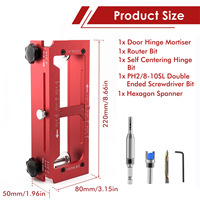 Alat Pencari Lubang Engsel Pintu dari Aluminium Alloy, Jig Router Engsel 2-in-1, Alat Pertukangan Pembuka Lubang Posisi Engsel