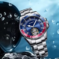 Drop Shipping untuk Jam Tangan Selam Otomatis Mekanik Tourbillon Terbaru Unisex Skeleton Mewah Safir Baja Tahan Karat 10BAR