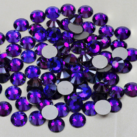 Strass en verre Yantuo Crystal écologique à 12 facettes, velours violet, haute qualité, non thermocollant, à dos plat, pour décoration de vêtements DIY
