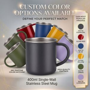 แก้วกาแฟสแตนเลสแบบชั้นเดียวขนาด 400 มล. พร้อมหูจับ สำหรับขายส่ง ปรับแต่งได้ตามต้องการ เหมาะสำหรับเป็นของขวัญส่งเสริมการขาย - Product Image 5