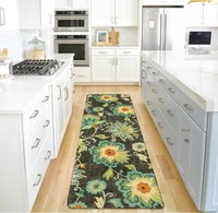Tapis de couloir vintage à motif floral, en velours cristal doux, grand imprimé floral, antidérapant, long tapis pour entrée, couloir, décoration intérieure