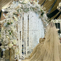 Superbe Arche Florale Ronde en Métal pour Mariage Islamique avec Rideaux (Tailles Personnalisées en Soie)