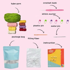 Kit de fabrication de marque-pages en crochet en forme de fleur avec fil tubulaire coloré, 8 pièces pour la création de marque-pages faits main, décoration de livres - Product Image 6
