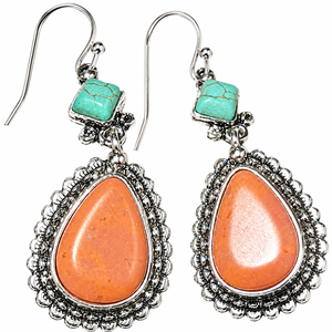 Orecchini Pendenti Vintage con Pietra Gialla e Accenti in Pietra Rossa e Verde, Gioielli Etnici per Donne - Product Image 4