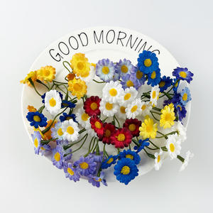 5 petites fleurs de marguerite en soie de <span class=keywords><strong>camomille</strong></span> faites à la main longue durée 3-5 ans matériaux de couronne de style forêt bricolage vêtements - Product Image 2