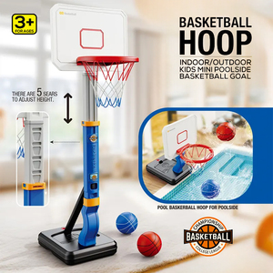 Aro de Baloncesto para Piscina para Niños Pequeños Jinying, Altura Ajustable, Baloncesto para Exteriores, para el Borde de la Piscina, con 4 Balones - Product Image 4