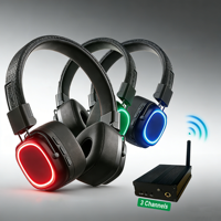 Système de casques pour discothèque silencieuse, casques avec 3 canaux, lumières LED, qualité sonore Hi-Fi, installation facile pour les fêtes, les clubs, les bars et les DJ