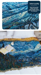 Manta tejida Jacquard de Vincent Van Gogh's <span class=keywords><strong>Star</strong></span> Moon Night 100% poliéster súper suave ropa de cama para todas las estaciones sofá toalla famosa - Product Image 6