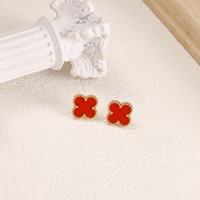 Pendientes Geométricos de Trébol de Cuatro Hojas para Mujer, Acero Inoxidable de Alta Gama, Chapado en Oro de 18k, Estilo Lujoso y Ligero