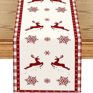 Chemin de Table de Noël avec motif de <span class=keywords><strong>sapin</strong></span> festif décor de table à manger de vacances rouge et vert pour la maison de Style scandinave - Product Image 4
