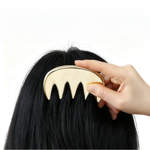 หวีนวดหนังศีรษะโลหะแบบวัยรุ่น/OEM งานหัตถกรรมประณีต90มม. 53มม. เครื่องมือขูดเส้นลมปราณดูแลเส้นผมความเครียด - Product Image 5