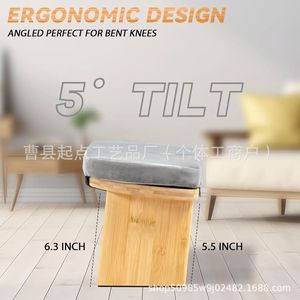 Tabouret de méditation en bambou 43x17.8x20.8cm, banc de yoga pliable, siège à genoux portable pour la pratique à domicile, utilisation unisexe - Product Image 3
