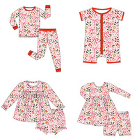 Ensemble assorti frères et sœurs en bambou biologique, pyjamas de Noël motif bonhomme en pain d'épices, combinaison à volants, ensemble jupe, lot varié
