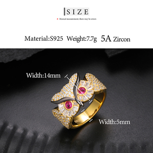 パスダイヤモンドテスターヒップホップジュエリーファッション925スターリングシルバー5Aジルコンダイヤモンド完全アイスアウトフクロウリング - Product Image 6