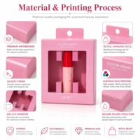 Boîte d'emballage cosmétique personnalisée, style suspendu, boîte à rouge à lèvres en papier avec insert en papier, protection du rouge à lèvres, ODE&OEM, design gratuit