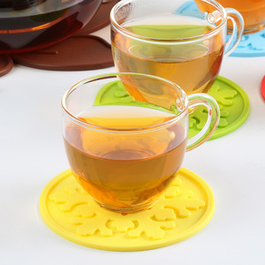 Custom Logo Printed 9CM Silicone Coaster Soft Tablemat for Coffee or Tea Hotel-Style Promotional Gift