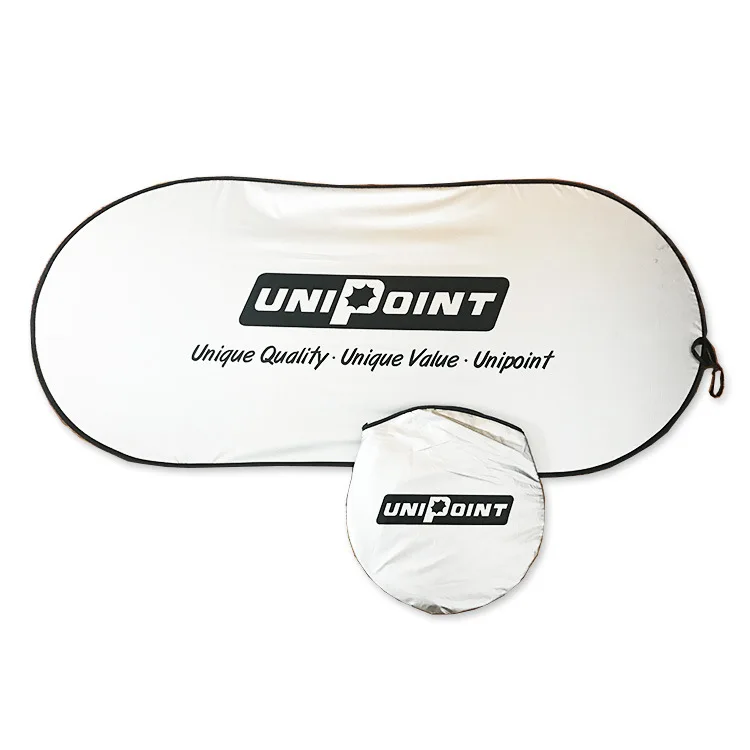 High Quality Custom Promotional Foldable Silver Polyester Oval Front Car Sunshade