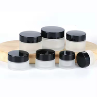 Bocaux en verre givrés vides pour crème de soin de la peau, 1 oz, 2 oz, 100 g, 5 g, bocaux en verre mat pour lotion corporelle avec couvercles noirs
