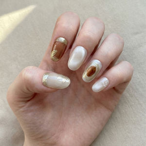 <span class=keywords><strong>Faux</strong></span> <span class=keywords><strong>Ongles</strong></span> de Luxe Faits Main en ABS à Coller, Anti-Rayures, pour Doigts, Couverture Complète, Forme Elliptique Courte, Vente en Gros - Product Image 1