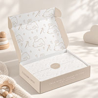 Boîte d'expédition personnalisée en carton recyclable avec motifs graphiques minimalistes pour bébés et parois latérales protectrices pour coffrets cadeaux