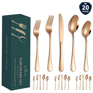 1010 Stainless Steel <b>Steak</b> Knife Fork and Spoon 20-Piece European Design Business <b>Gift</b> Cutlery Set - Product Image 4