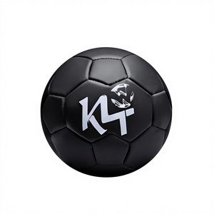 Ballon de football noir avec logo K4, couleur unie, équipement d'entraînement de football - Product Image 1