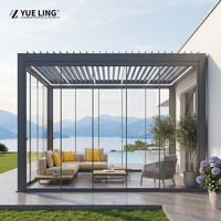 Pérgola de lujo moderna para exteriores, persiana automática impermeable de aluminio para techo, pérgola de jardín de Metal
