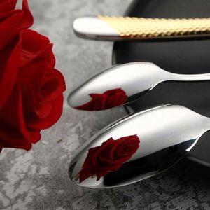 Cheaper Wedding Diamond <b>Flatware</b> Sets With Knife Fork Dinner Spoon and Tea Spoon Silverware Gold Tableware Set With Box - Product Image 5
